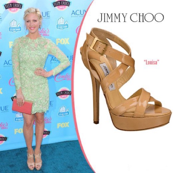 Jimmy Choo Nude Louisa Crisscross Platform Sandals